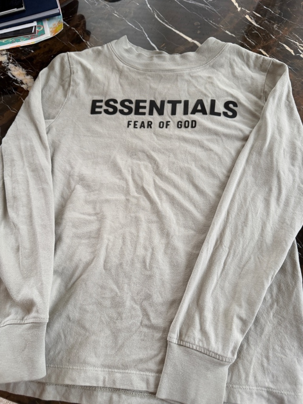 Fear of God ESSENTIALS Long Sleeve Crewneck - Light Gray with Black Logo